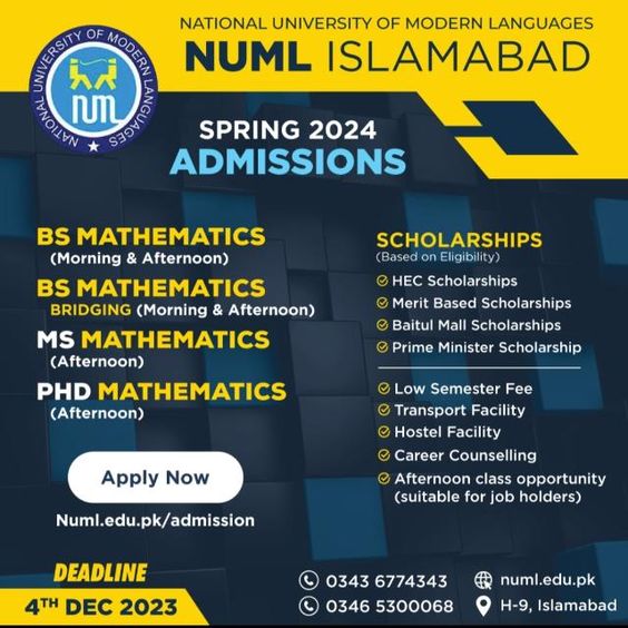 NUML Spring Admission 2025