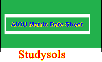 AIOU Matric Date Sheet 2025