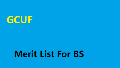 GCUF Merit List For BS Pdf