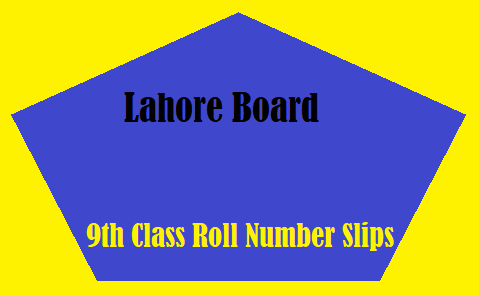 BISE Lahore Board 9th Class Roll Number Slips