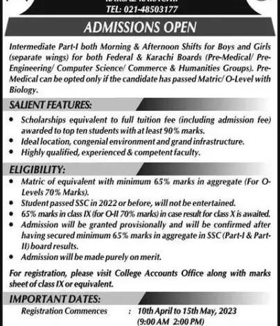 Bahria College Karsaz Admission 2025