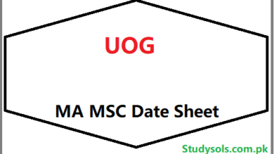 University Of Gujrat MA MSC Date Sheet