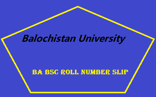 Balochistan University BA BSC Roll Number Slip