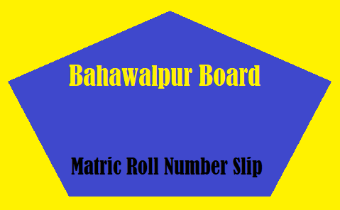 Bahawalpur Board Roll Number Slip